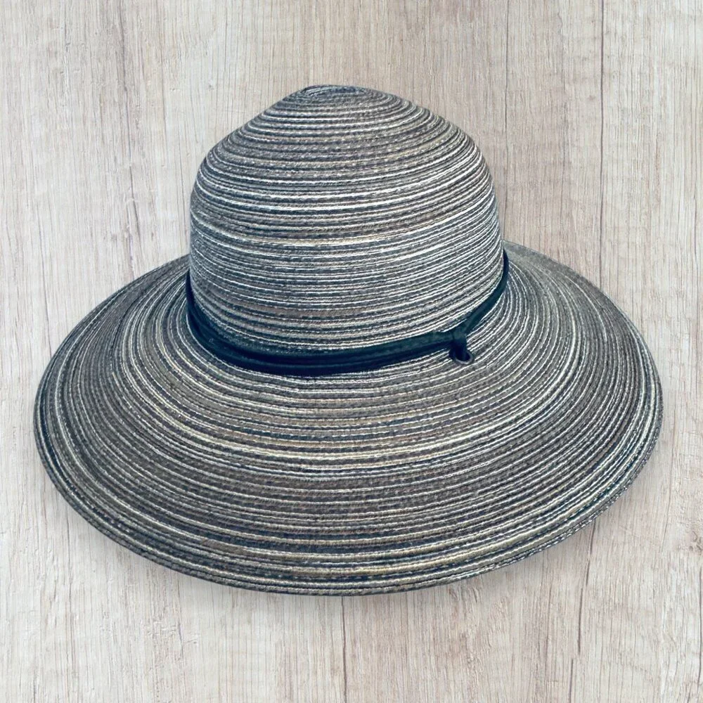 New SLOGGERS Braided Wide Brim Sun Hat Lanyard Outdoor Garden Beach UPF 50+ Blue